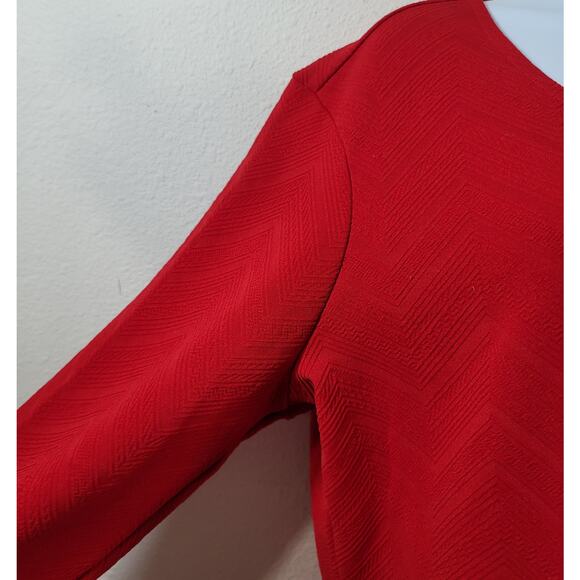 Cato Red Chevron Print Raised Textured Top XL Lightweight Soft Stretchy - Picture 2 of 5